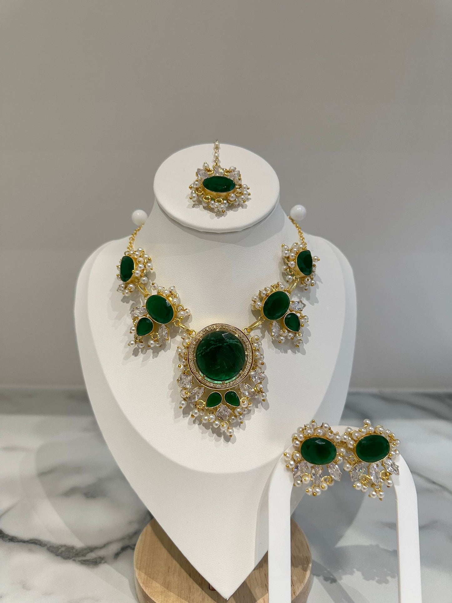 Bridal Green Statement Set