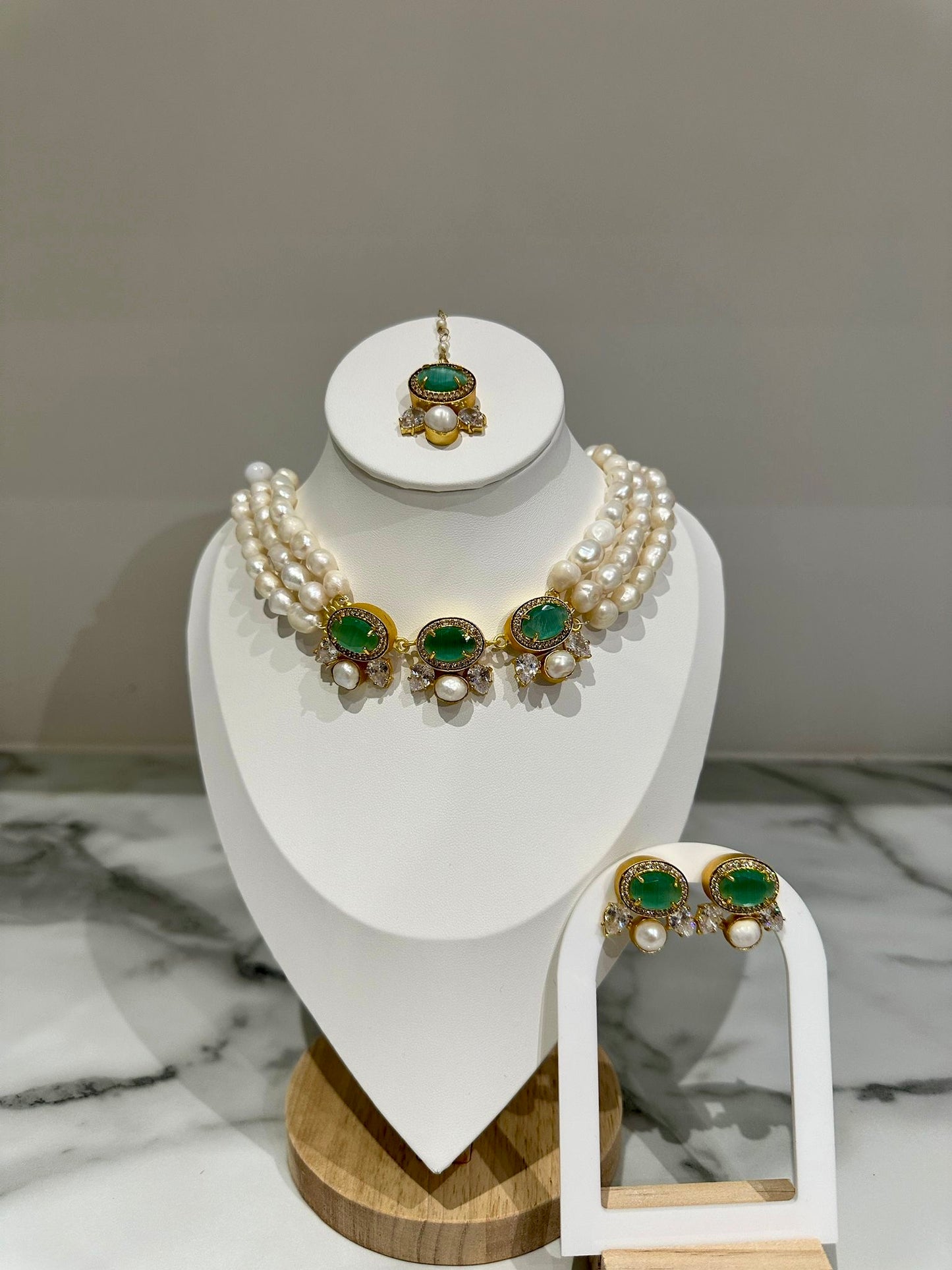 Pearl Mala Green Set