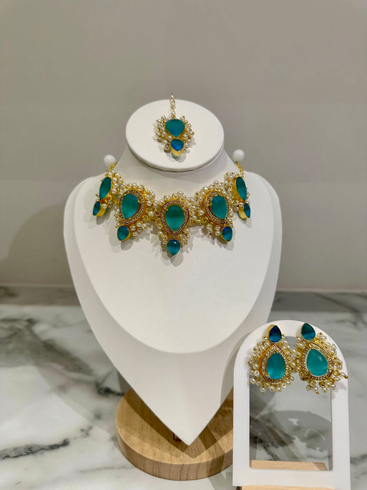Teal Blue Pear Drop Set