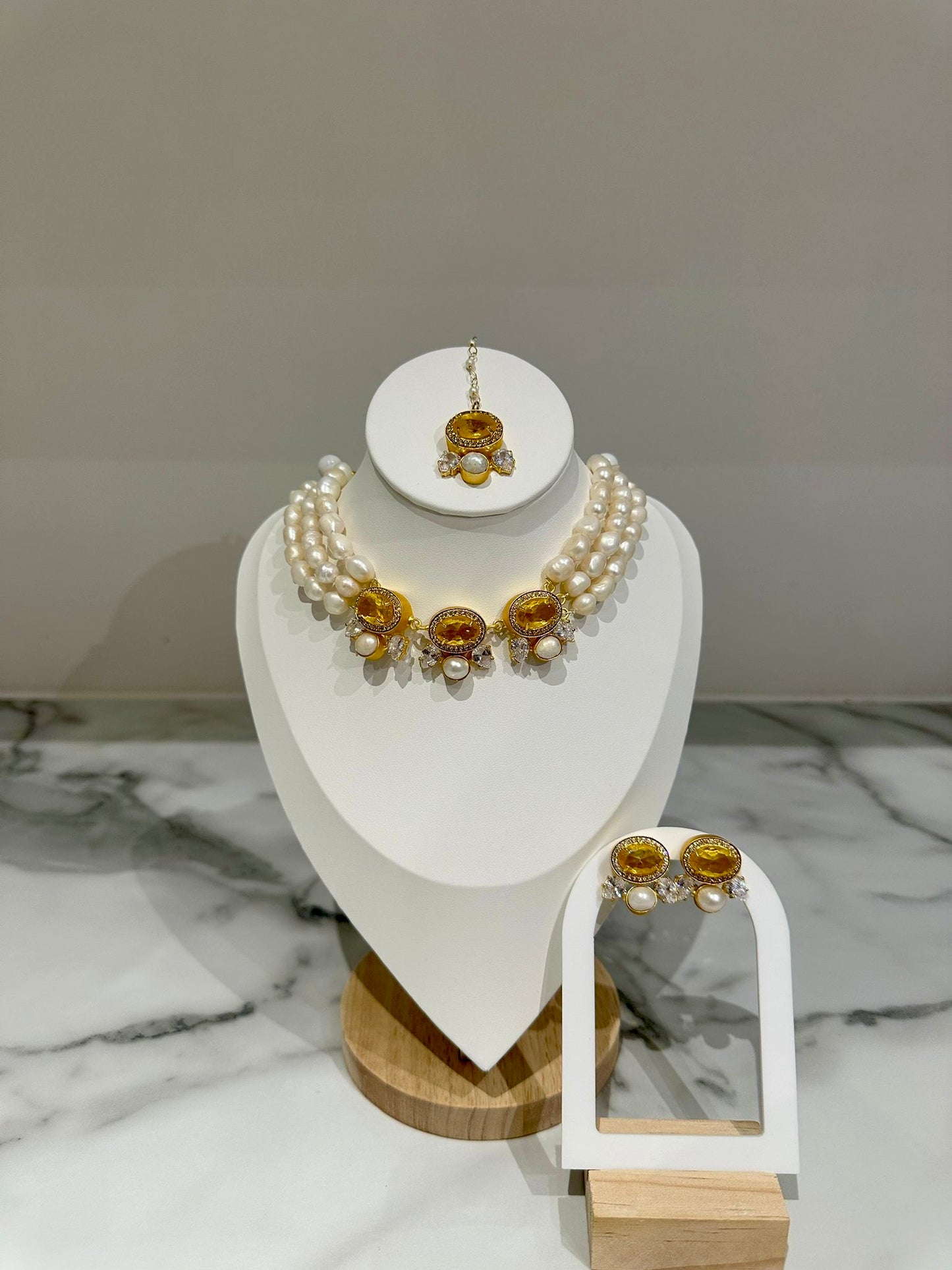 Pearl Mala Yellow Set