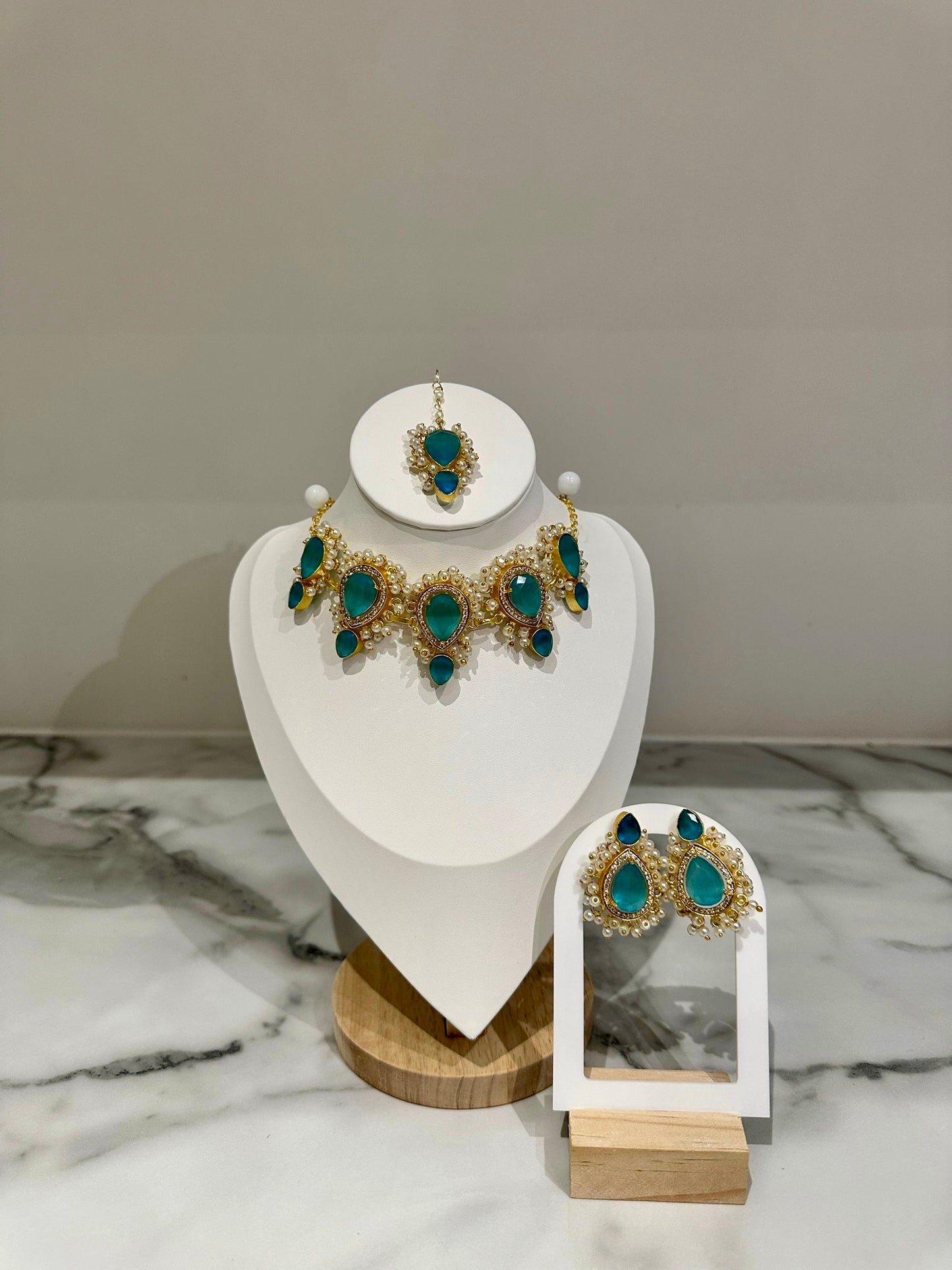 Teal Blue Pear Drop Set