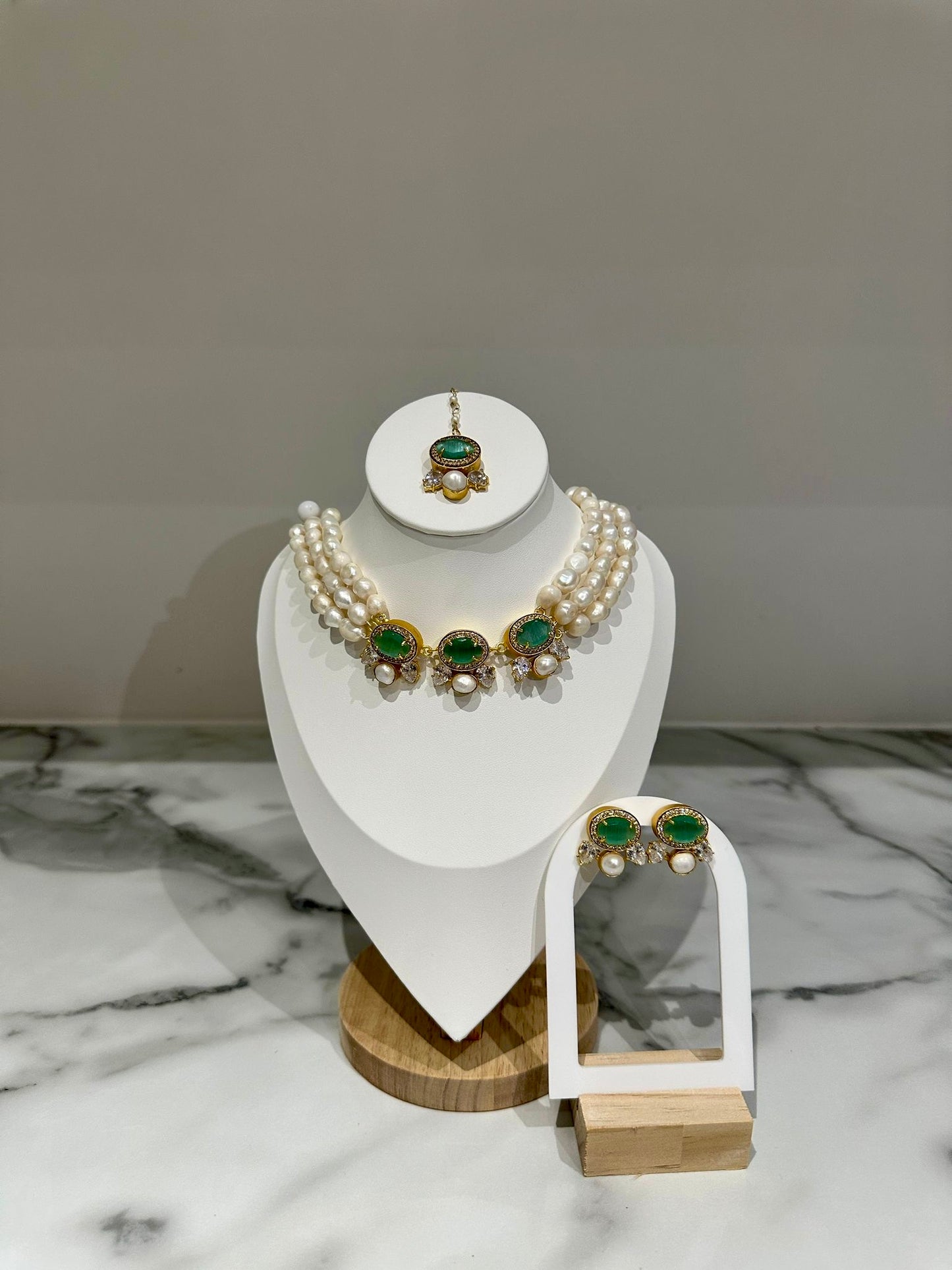 Pearl Mala Green Set